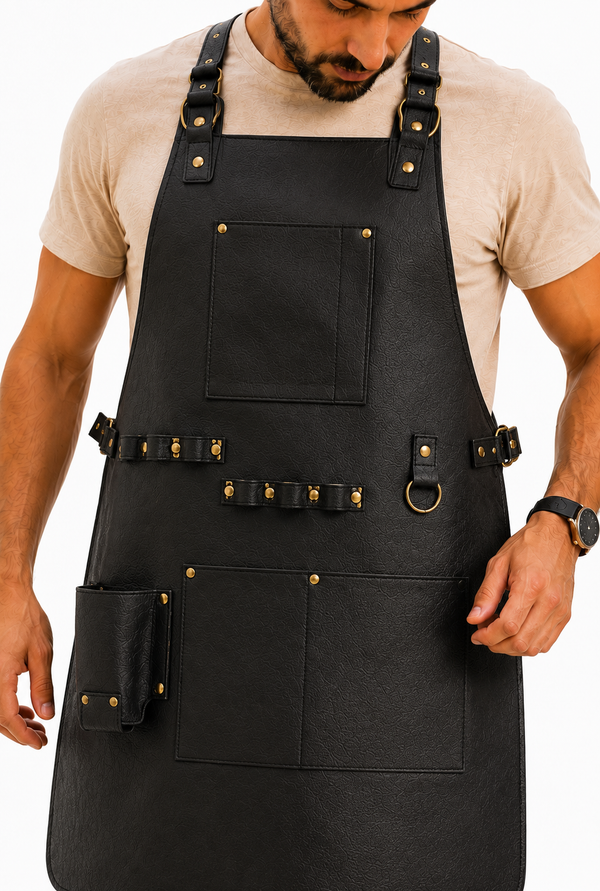 Mandil Negro Total con Herrajes en Oro — Elegante