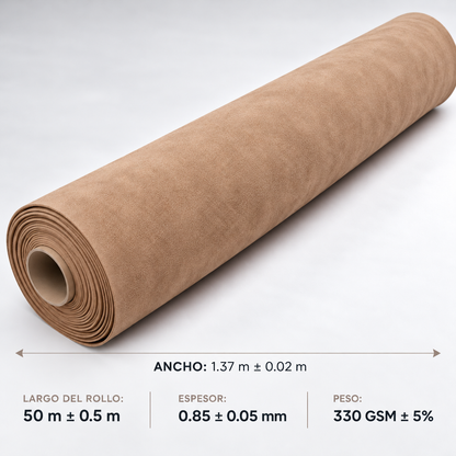 Alcántara sintética beige: medidas del rollo (1.37 m de ancho)