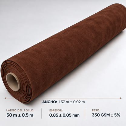 Alcántara sintética café: medidas del rollo (1.37 m de ancho)