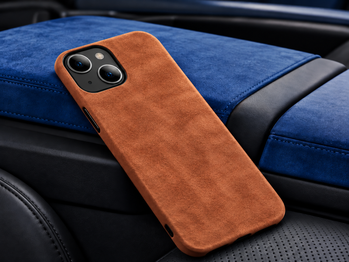 Alcántara sintética chedrón: funda de celular de alcántara sintética