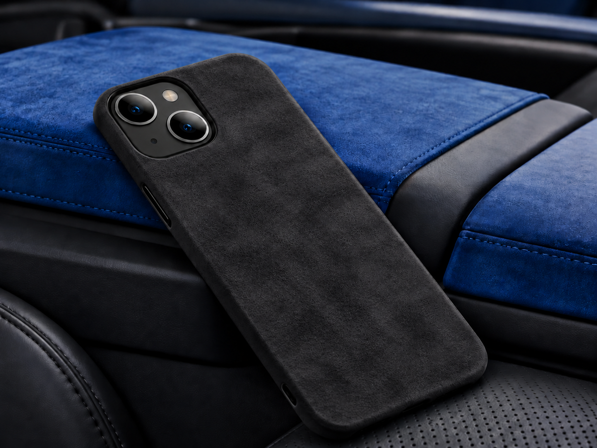 Alcántara sintética negro: funda de celular de alcántara sintética