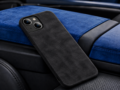 Alcántara sintética negro: funda de celular de alcántara sintética