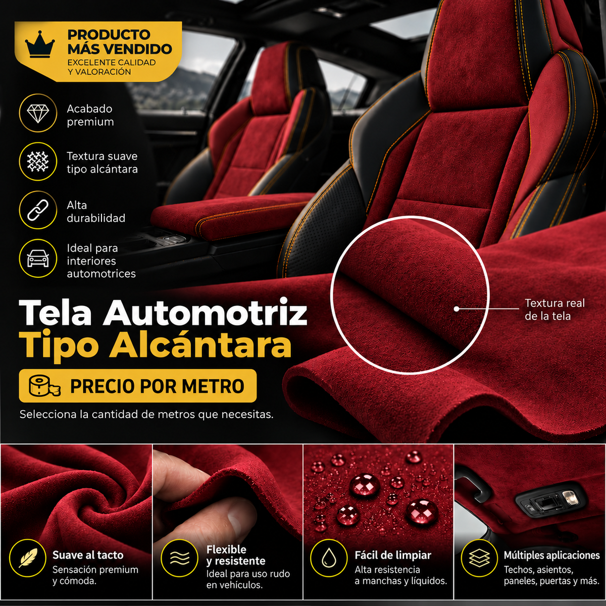Alcántara sintética rojo: beneficios de la alcántara sintética por metro