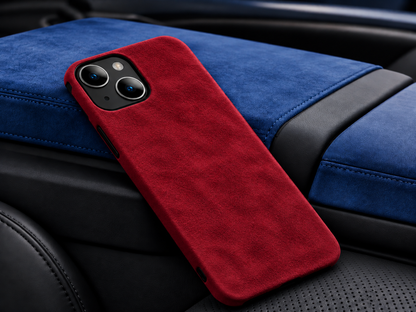 Alcántara sintética rojo: funda de celular de alcántara sintética