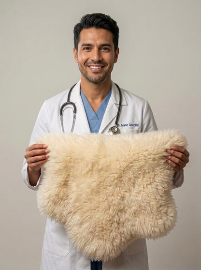 Zalea de Piel de Borrego Natural — Suave y Cálida para Sillón, Cama o Piso