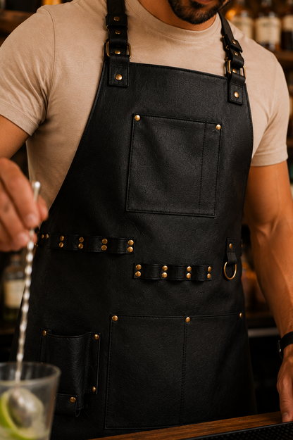Mandil Negro Total con Herrajes en Oro — Elegante
